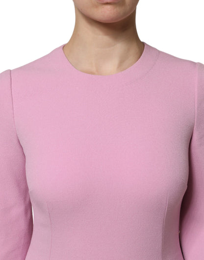 Dolce & Gabbana Pink Polyester Long Sleeves Sheath Mini Dress