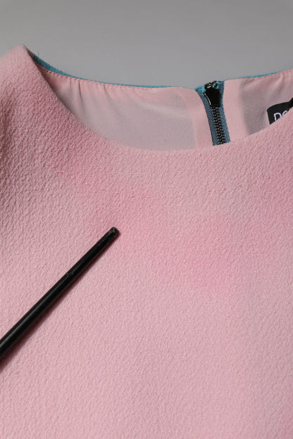 Dolce & Gabbana Pink Blue Wool Sleeveless Shift Mini Dress