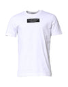 Dolce & Gabbana White Cotton Logo Patch Crew Neck T-shirt
