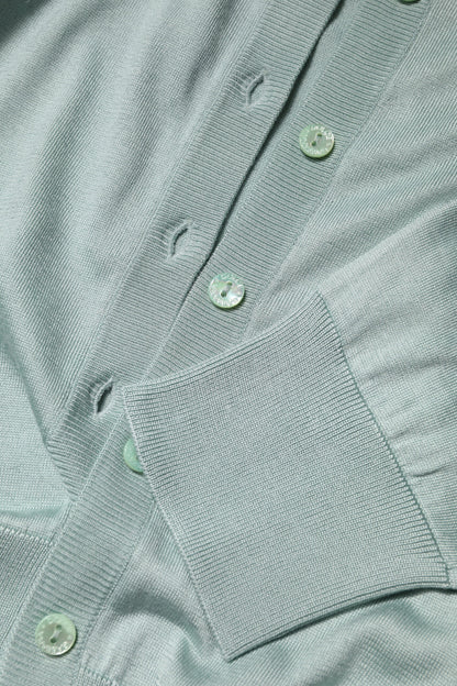 Dolce & Gabbana Light Green Silk Button Down Cardigan Sweater