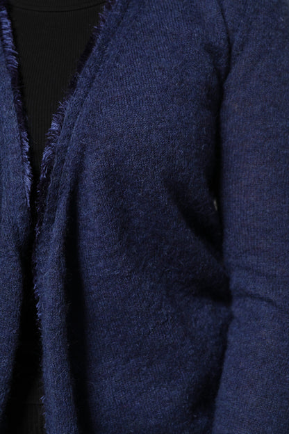 Ballantyne Dark Blue Long Sleeves Overcoat Cardigan Sweater