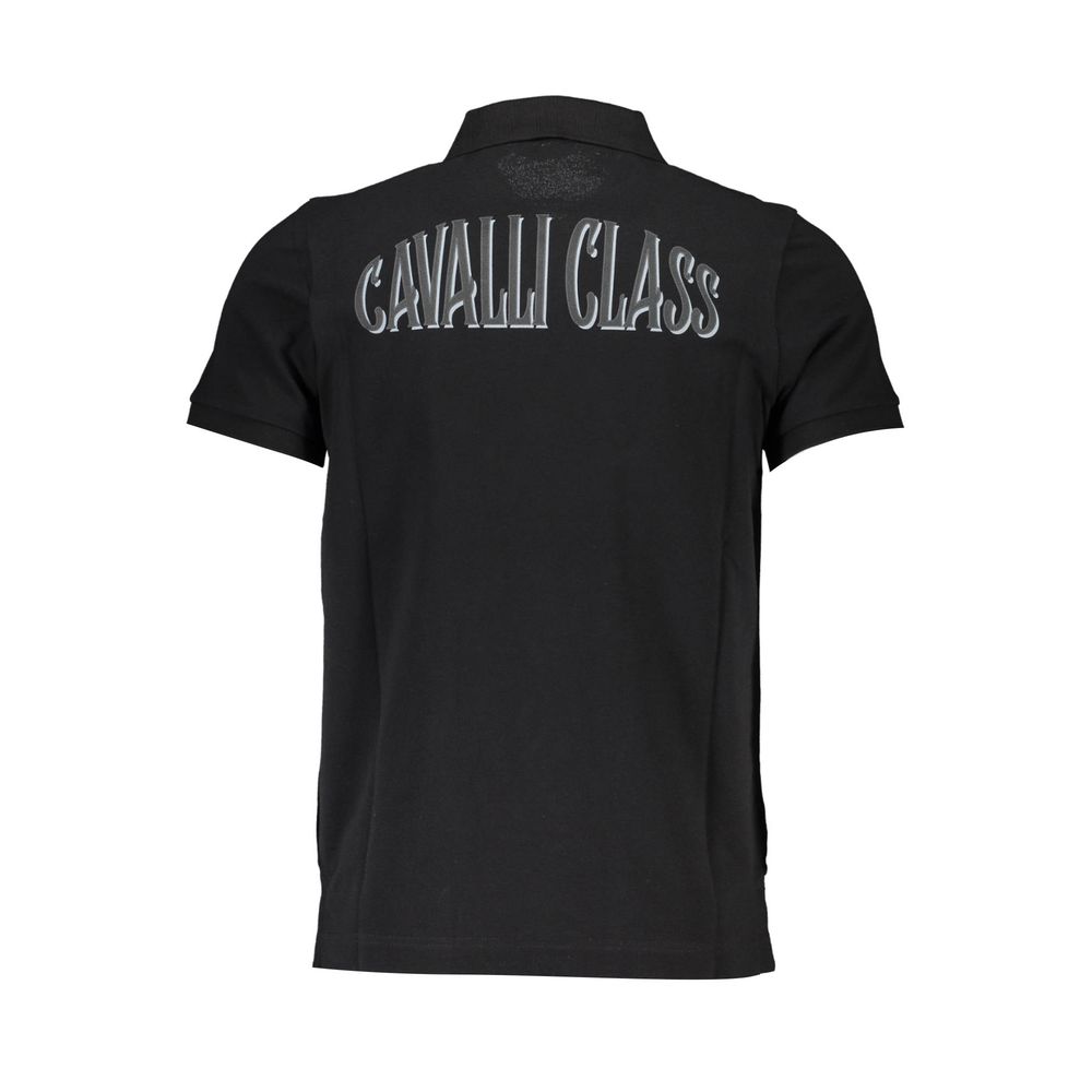 Tricou polo pentru bărbați Cavalli Class din bumbac negru
