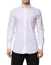 Dolce & Gabbana White Cotton GOLD Long Sleeves Formal Shirt