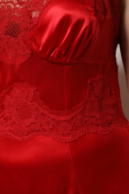 Dolce & Gabbana Red Silk Sleeveless Maxi Long Dress