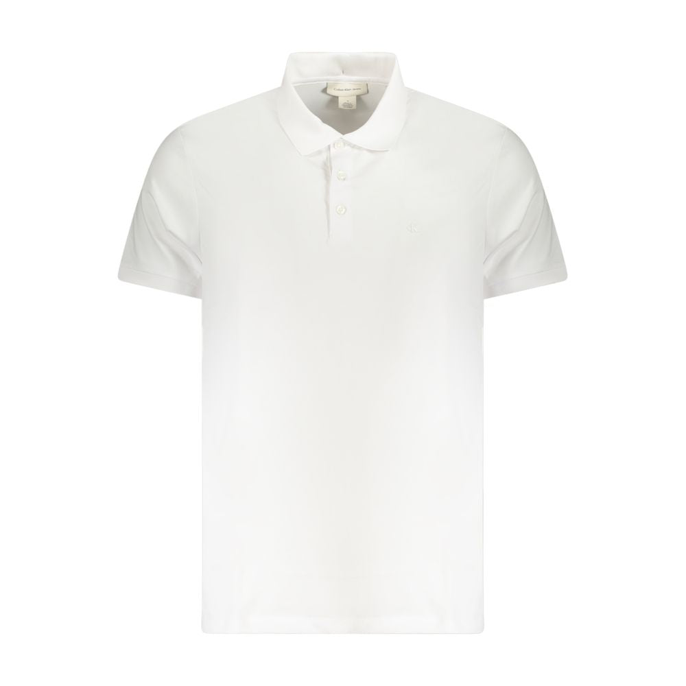 Tricou polo Calvin Klein alb din bumbac pentru bărbați