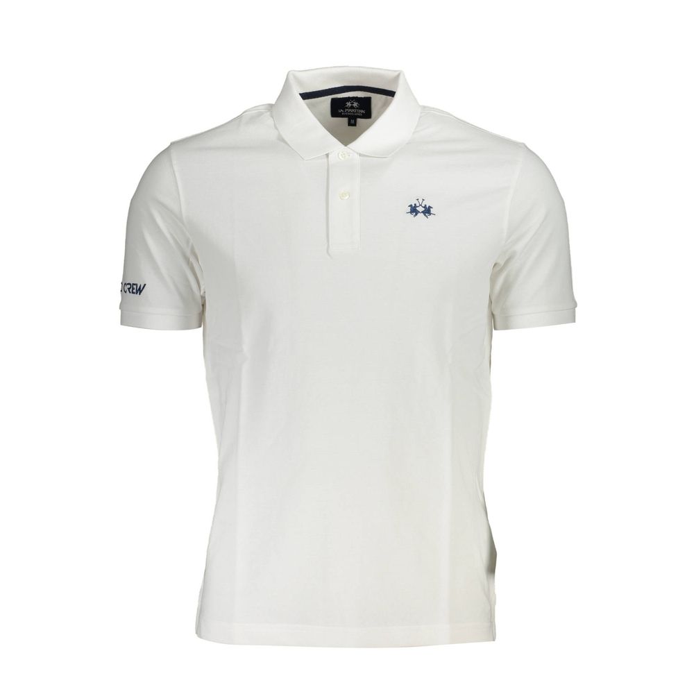 Tricou polo alb din bumbac La Martina pentru bărbați