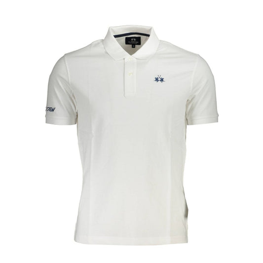 Tricou polo alb din bumbac La Martina pentru bărbați
