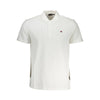 Tricou polo Napapijri alb din bumbac pentru bărbați