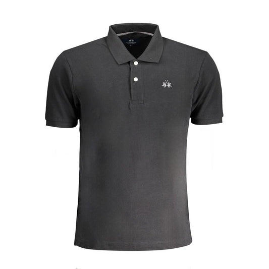 Tricou polo negru din bumbac La Martina