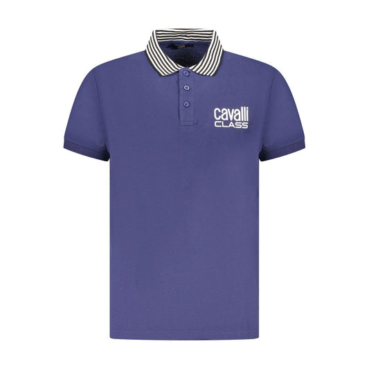 Tricou polo pentru bărbați Cavalli Class din bumbac albastru