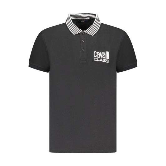 Tricou polo pentru bărbați Cavalli Class din bumbac negru