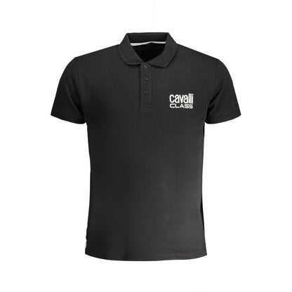 Tricou polo Cavalli Class negru din bumbac