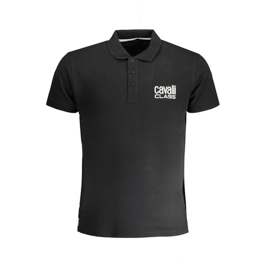 Tricou polo Cavalli Class negru din bumbac