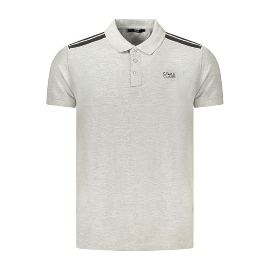 Tricou polo Cavalli Class gri din bumbac