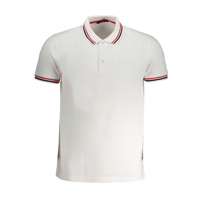Tricou polo Cavalli Class alb din bumbac