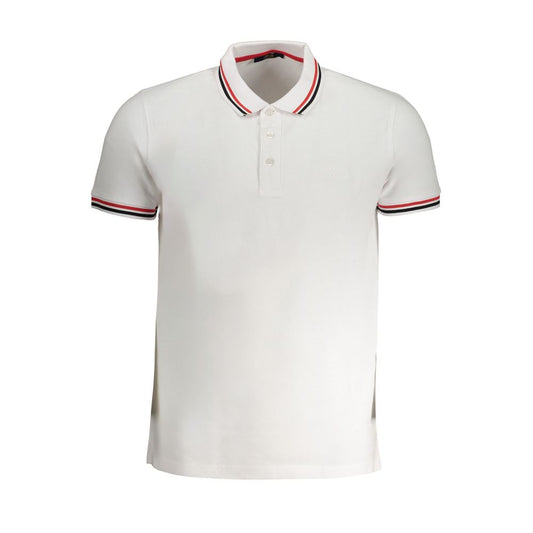 Tricou polo Cavalli Class alb din bumbac