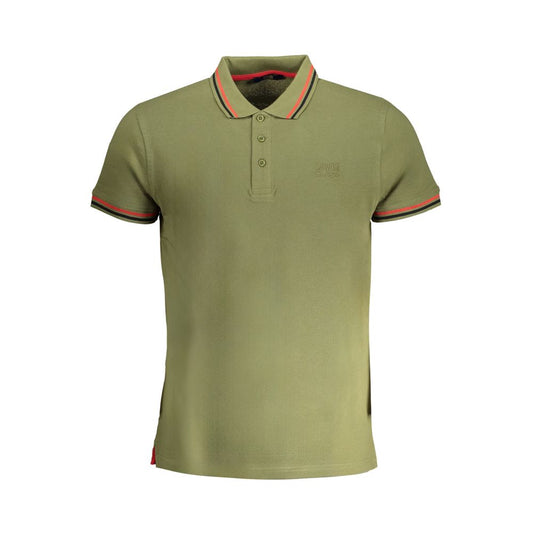 Tricou polo Cavalli Class verde din bumbac