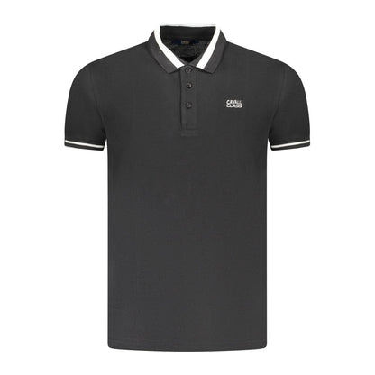 Tricou polo pentru bărbați Cavalli Class din bumbac negru