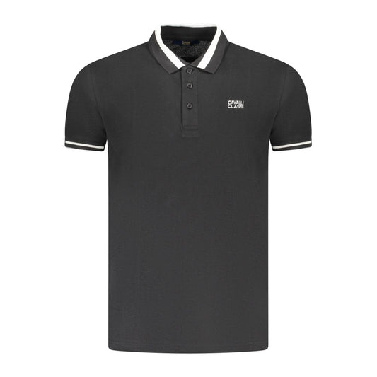 Tricou polo pentru bărbați Cavalli Class din bumbac negru