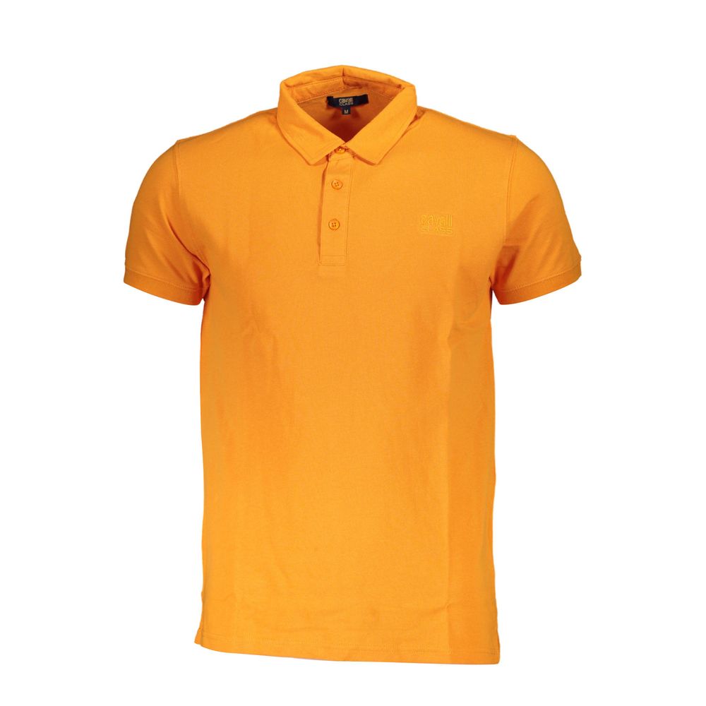 Tricou polo pentru bărbați Cavalli Class portocaliu din bumbac
