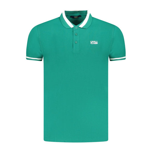 Tricou polo pentru bărbați Cavalli Class, verde, din bumbac