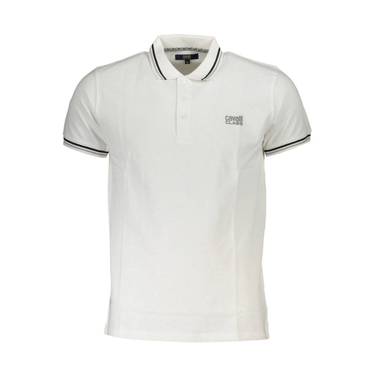 Tricou polo pentru bărbați Cavalli Class din bumbac alb