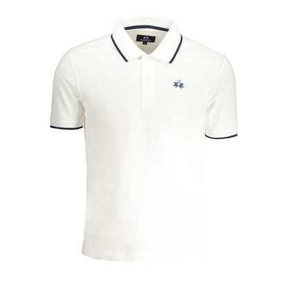Tricou polo alb din bumbac La Martina pentru bărbați