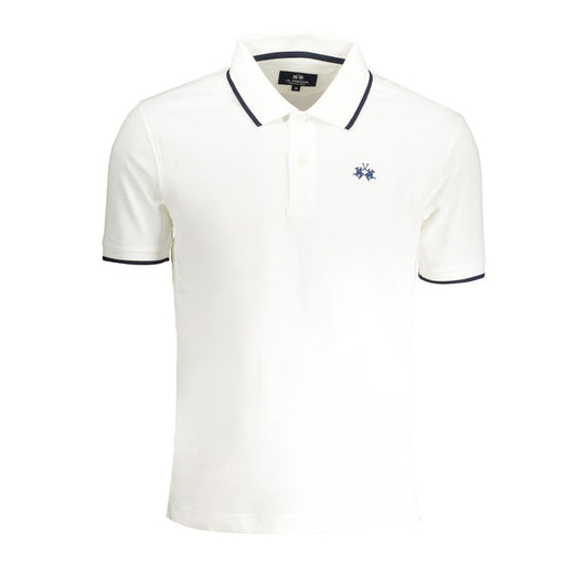 Tricou polo alb din bumbac La Martina pentru bărbați