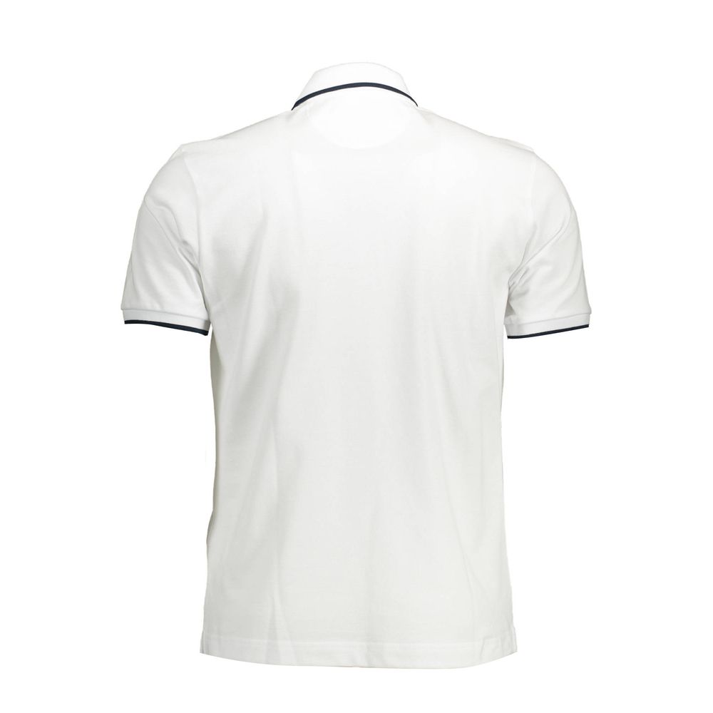 Tricou polo alb din bumbac La Martina pentru bărbați