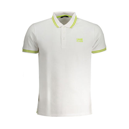 Tricou polo Cavalli Class alb din bumbac