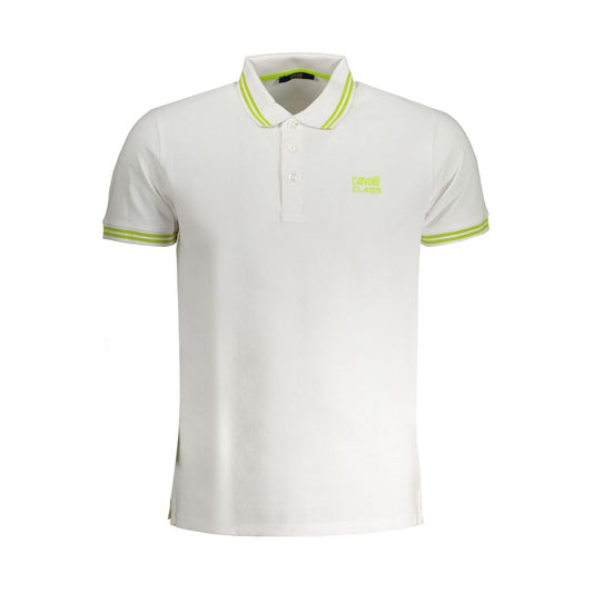 Tricou polo Cavalli Class alb din bumbac