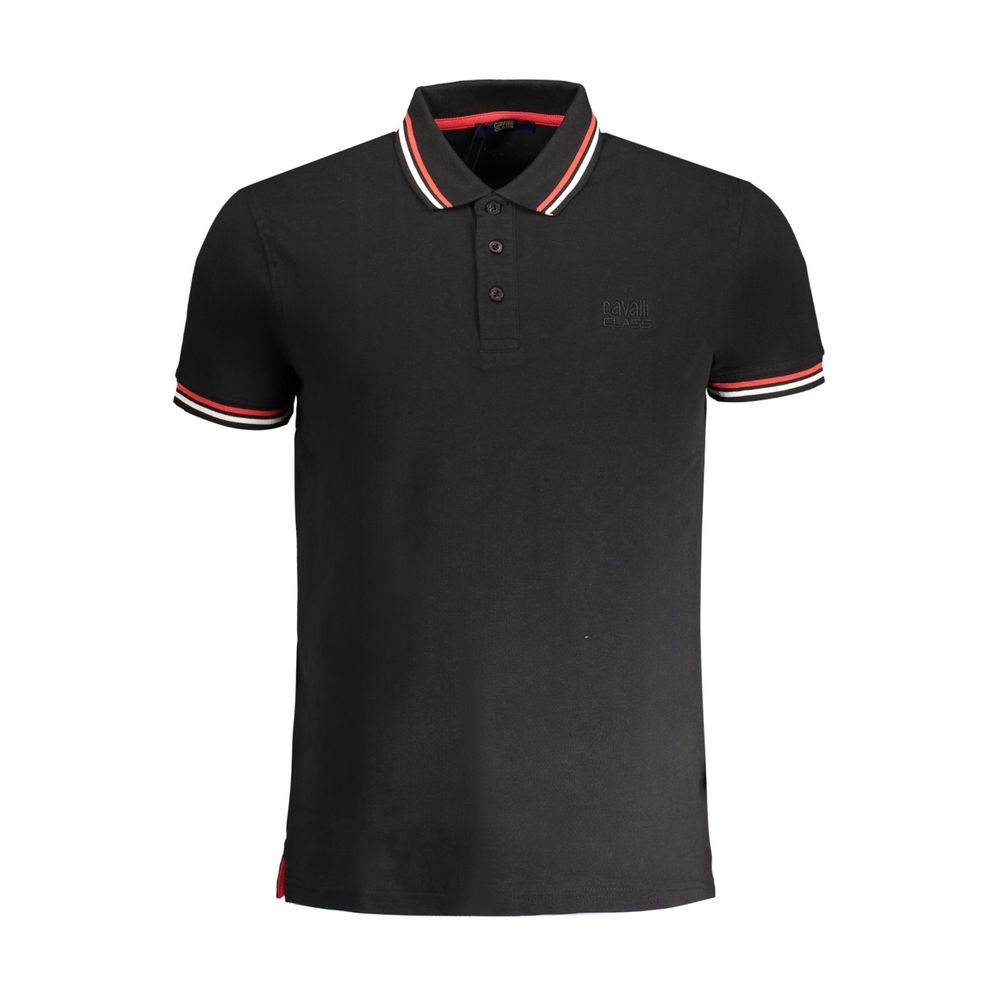Tricou polo Cavalli Class negru din bumbac