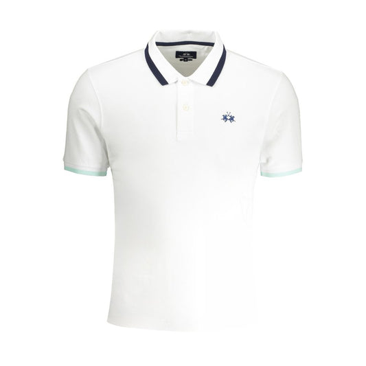 Tricou polo alb din bumbac La Martina