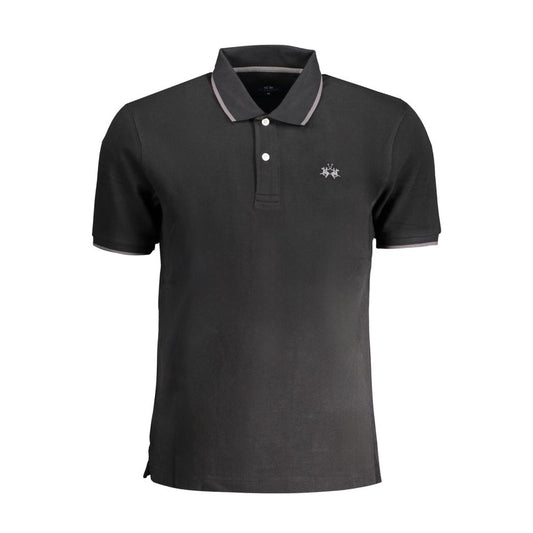 Tricou polo negru din bumbac pentru bărbați La Martina
