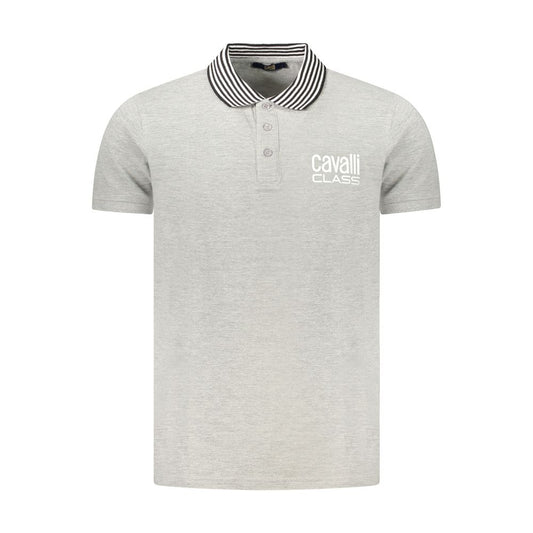 Tricou polo Cavalli Class gri din bumbac