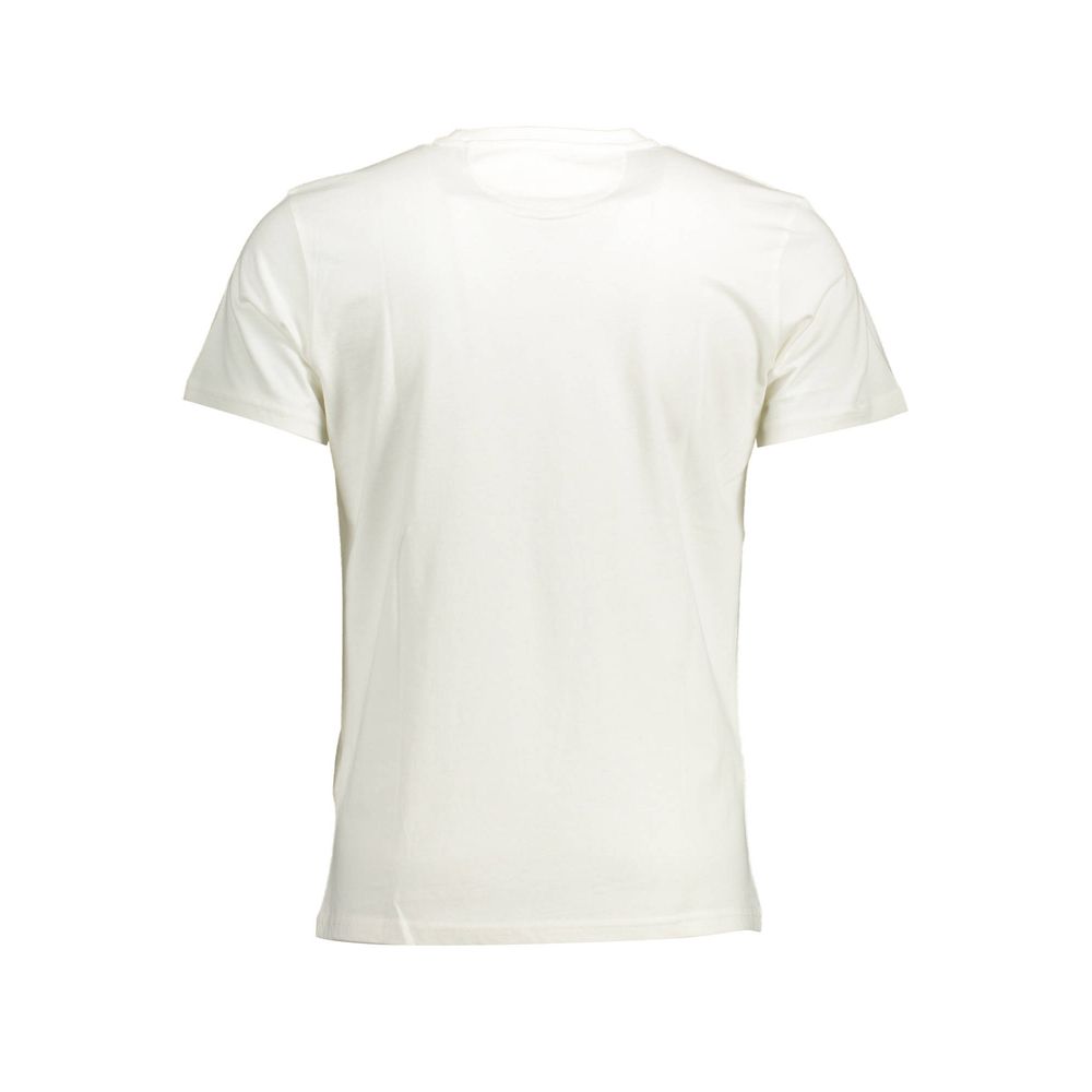 Tricou elegant cu guler rotund din bumbac alb La Martina