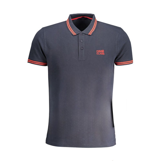 Tricou polo Cavalli Class albastru din bumbac