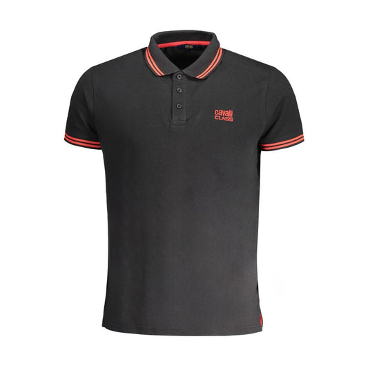 Tricou polo Cavalli Class negru din bumbac
