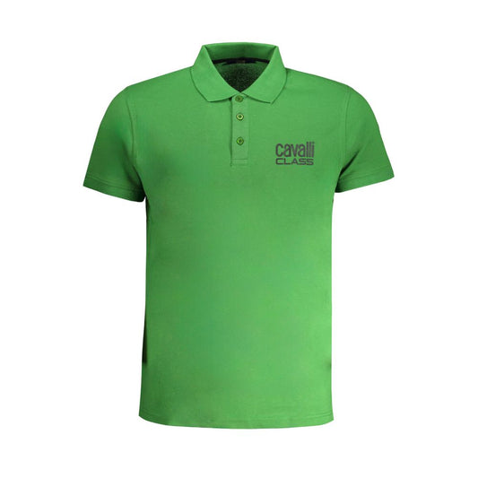 Tricou polo Cavalli Class verde din bumbac