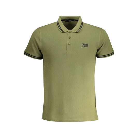 Tricou polo Cavalli Class verde din bumbac