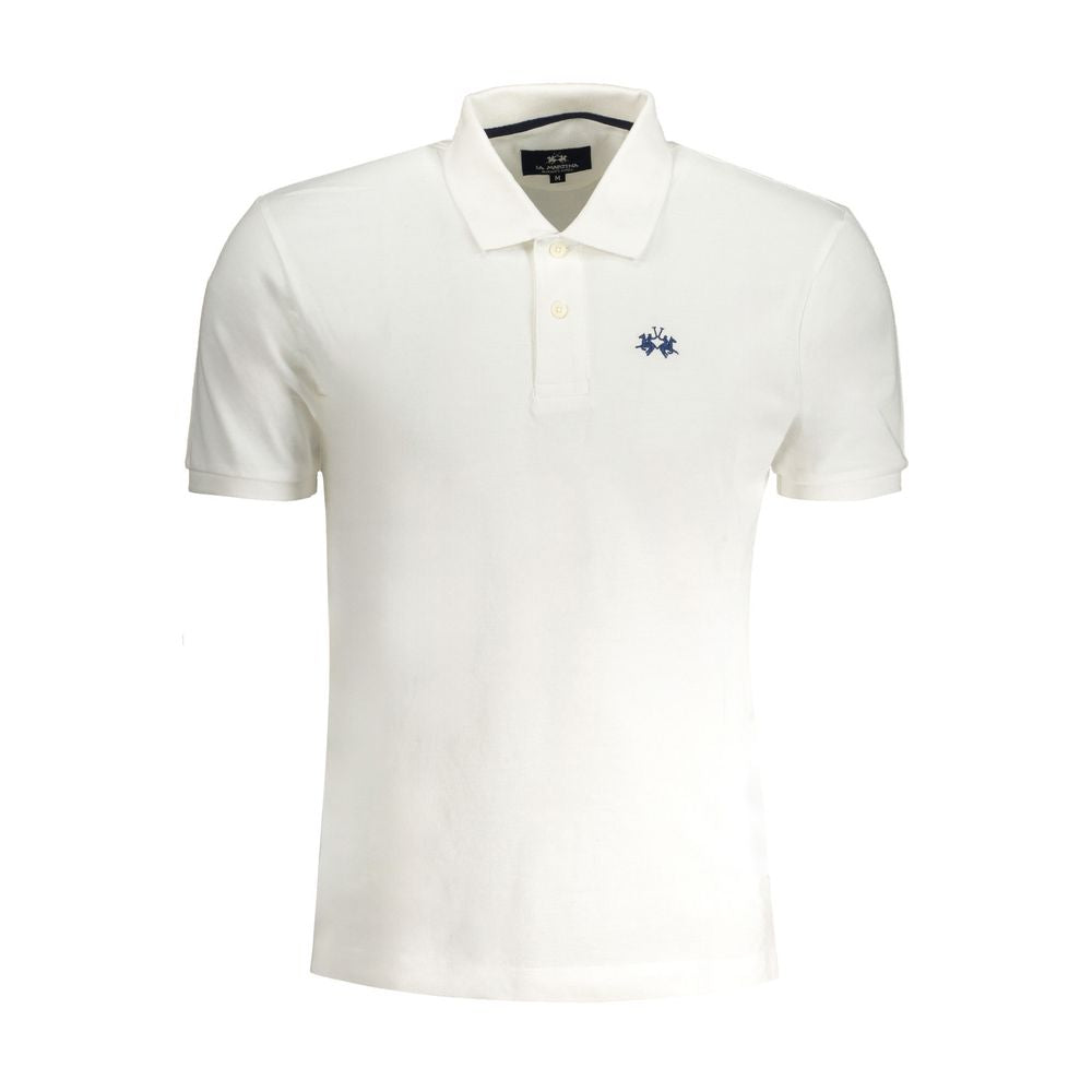Tricou polo alb din bumbac La Martina