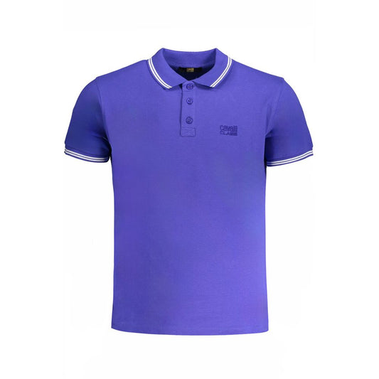 Tricou polo Cavalli Class albastru din bumbac
