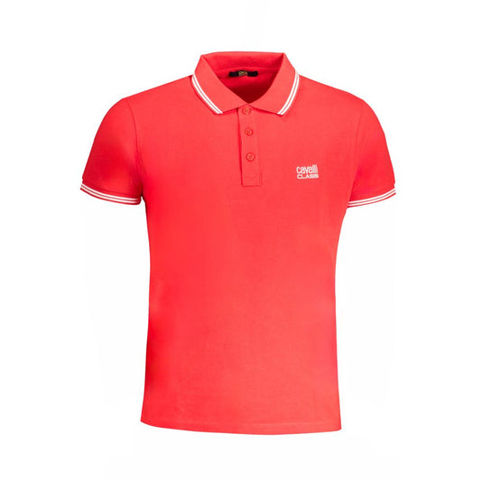 Tricou polo Cavalli Class roșu din bumbac