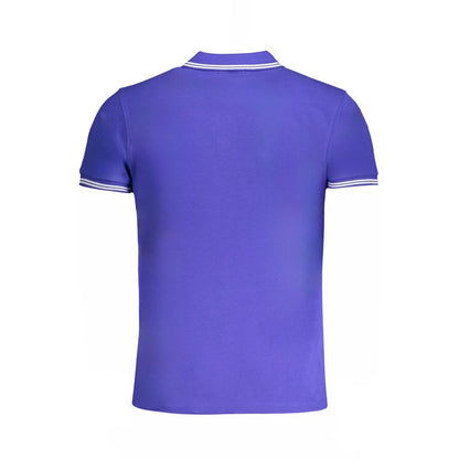 Tricou polo Cavalli Class albastru din bumbac