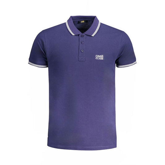 Tricou polo Cavalli Class albastru din bumbac