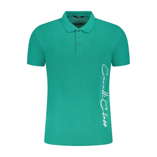 Tricou polo pentru bărbați Cavalli Class, verde, din bumbac