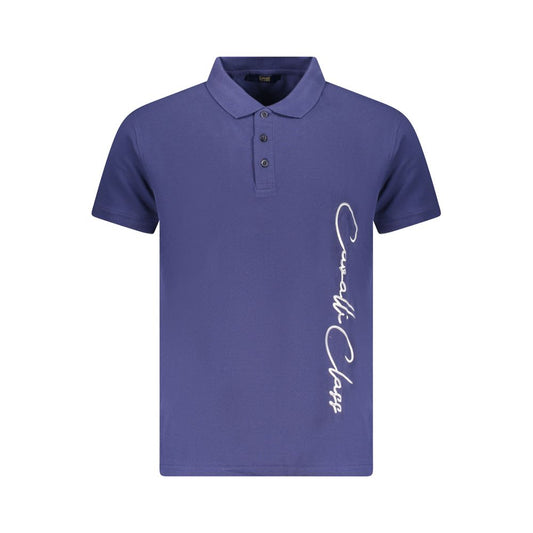 Tricou polo pentru bărbați Cavalli Class din bumbac albastru