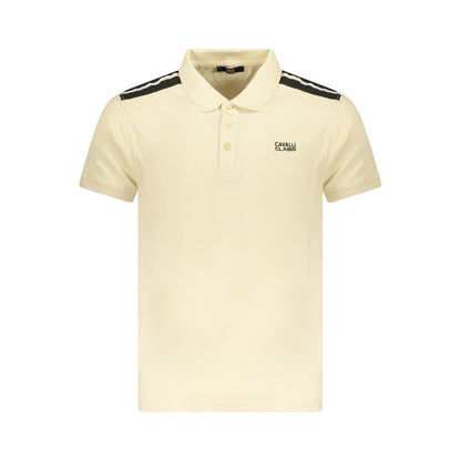 Tricou polo pentru bărbați Cavalli Class bej din bumbac