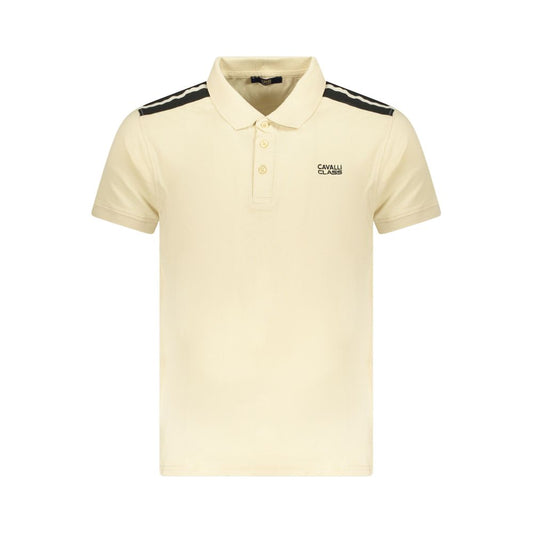 Tricou polo pentru bărbați Cavalli Class bej din bumbac