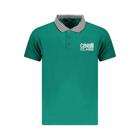 Tricou polo pentru bărbați Cavalli Class, verde, din bumbac